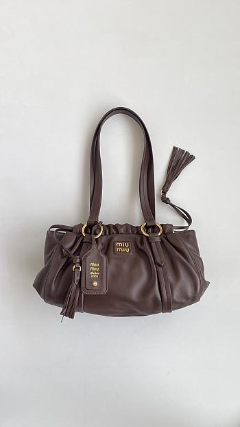 Fortok Miu Miu Joie Mini Leather Chocolate Brown 32*16*10.5cm