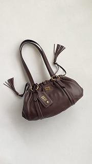 Fortok Miu Miu Joie Mini Leather Chocolate Brown 32*16*10.5cm - 3