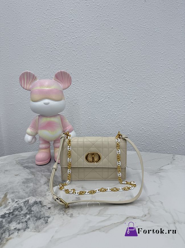 Fortok Dior Miss Caro Mini Bag Latte Macrocannage Lambskin 18×12×5.5cm - 1