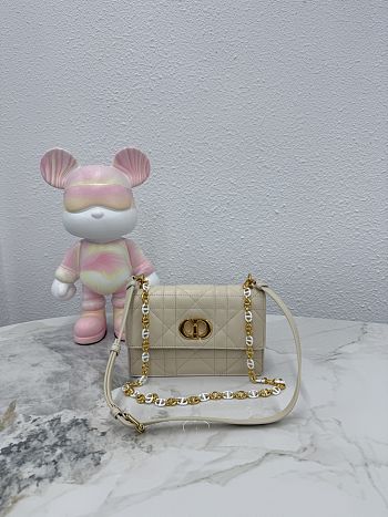 Fortok Dior Miss Caro Mini Bag Latte Macrocannage Lambskin 18×12×5.5cm