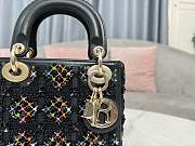 Fortok Dior Lady Dior in Black Embroidered Cannage with Multicolor Beads & Sequins 17 x 15 x 7 cm - 3