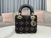 Fortok Dior Lady Dior in Black Embroidered Cannage with Multicolor Beads & Sequins 17 x 15 x 7 cm - 4