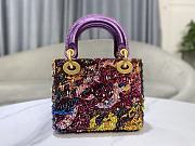 Fortok Lady Dior in Multicolor Beaded Embroidery with Metallic Purple Handles 17 x 15 x 7cm - 5