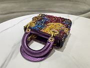 Fortok Lady Dior in Multicolor Beaded Embroidery with Metallic Purple Handles 17 x 15 x 7cm - 4