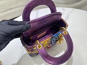 Fortok Lady Dior in Multicolor Beaded Embroidery with Metallic Purple Handles 17 x 15 x 7cm - 3