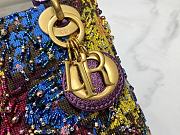 Fortok Lady Dior in Multicolor Beaded Embroidery with Metallic Purple Handles 17 x 15 x 7cm - 2