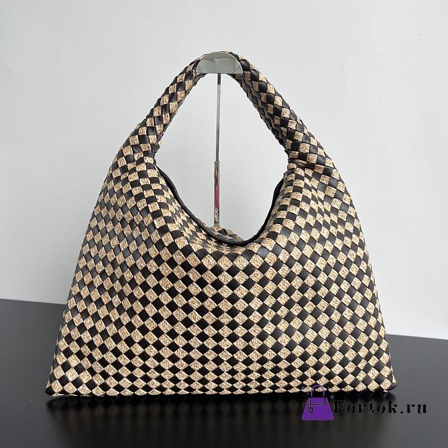 Fortok Bottega Veneta Large Hop Caro Raffia Dark Brown 54x24x13cm - 1