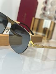 Fortok Cartier Sunglasses Santos de Cartier Brushed platinum-finish metal, grey lenses 58-17 145 - 4
