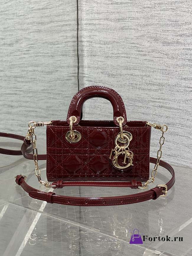Fortok Dior Lady D-Joy Micro Bag Patent Cannage Calfskin Rouge 16 x 9 x 5 cm - 1