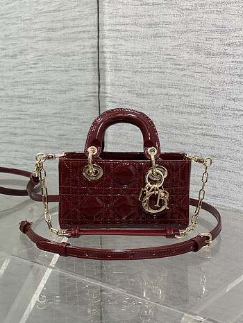 Fortok Dior Lady D-Joy Micro Bag Patent Cannage Calfskin Rouge 16 x 9 x 5 cm