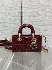 Fortok Dior Lady D-Joy Micro Bag Patent Cannage Calfskin Rouge 16 x 9 x 5 cm - 2