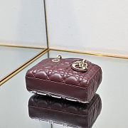 Fortok Dior Lady D-Joy Micro Bag Cannage Calfskin Burgundy 16 x 9 x 5 cm  - 5