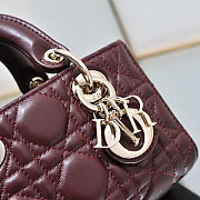 Fortok Dior Lady D-Joy Micro Bag Cannage Calfskin Burgundy 16 x 9 x 5 cm  - 2