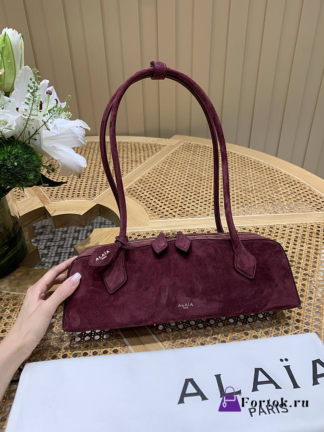 Fortok Alaïa Women's Le Teckel Bag Suede Rouge 33*11*10cm - 1