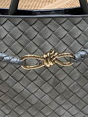 Fortok Bottega Veneta Andiamo Intrecciato Top-handle Bag Suede Green Beige 32*11*25cm - 6