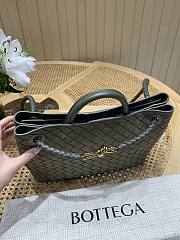 Fortok Bottega Veneta Andiamo Intrecciato Top-handle Bag Suede Green Beige 32*11*25cm - 2