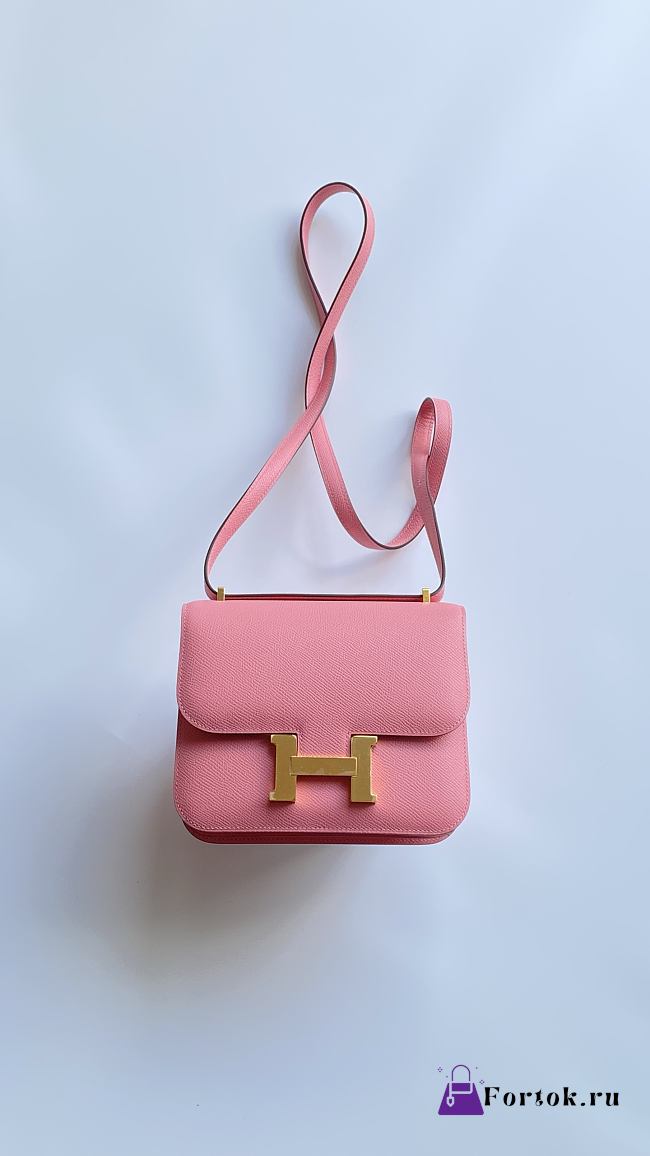 Fortok Hermès Constance Pink Epsom Leather 18x15x6cm - 1