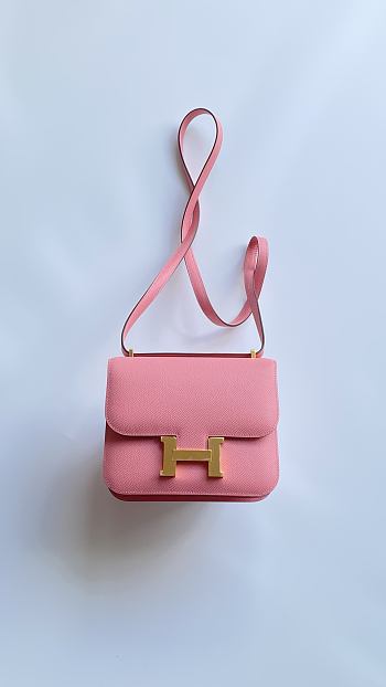 Fortok Hermès Constance Pink Epsom Leather 18x15x6cm