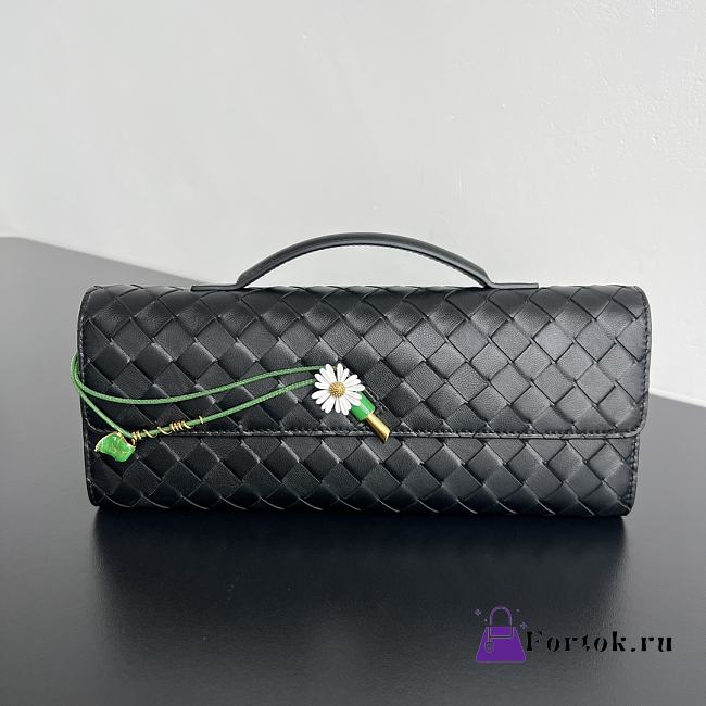 Fortok Bottega Veneta Andiamo Clutch Flower Black 31x13x3cm - 1