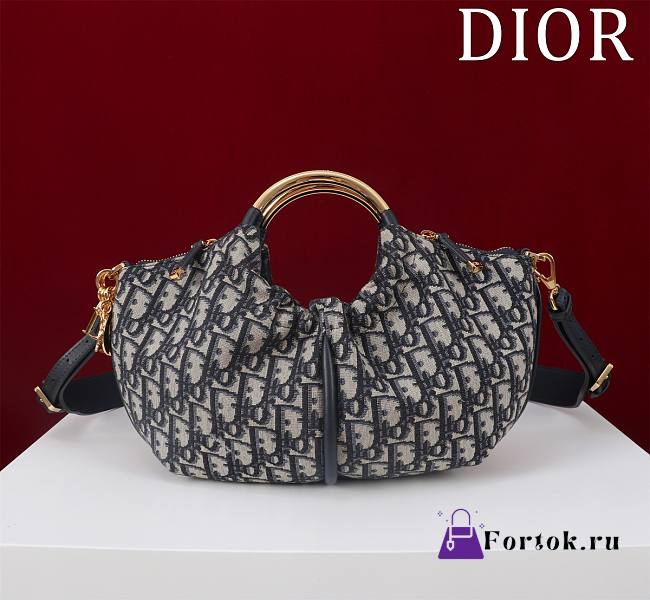 Fortok Dior Walk'n'Dior Bag in blue Dior Oblique jacquard 36*27cm - 1