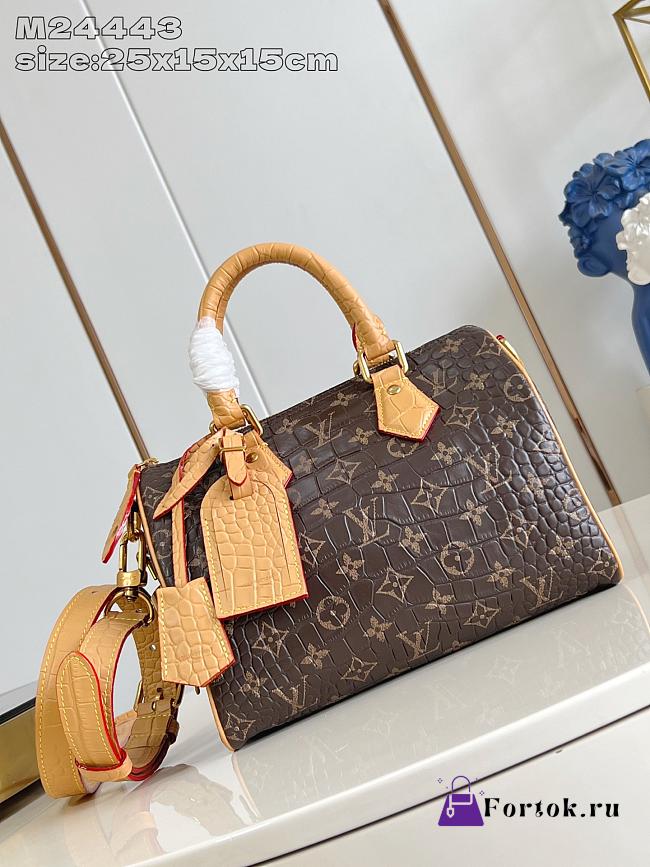 Fortok Louiss Vuitton Speedy Crocodile Leather Monogram 25 x 15 x 15cm - 1