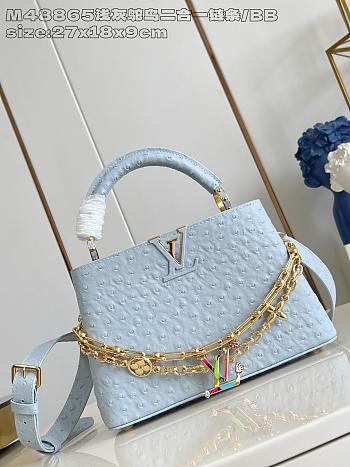 Fortok Louis Vuitton LV X Tm Capucines East-west Ostrich Leather Blue 17.3 x 9 x 27 cm 