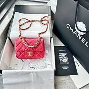 Fortok Chanel Bag Flap Bag Red Shoulder Chain 17cm - 1