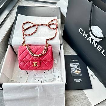 Fortok Chanel Bag Flap Bag Red Shoulder Chain 17cm