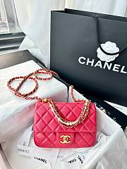 Fortok Chanel Bag Flap Bag Red Shoulder Chain 17cm - 3