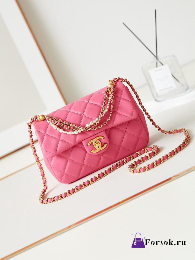 Fortok Chanel Bag Flap Bag Red Shoulder Chain 20cm - 1