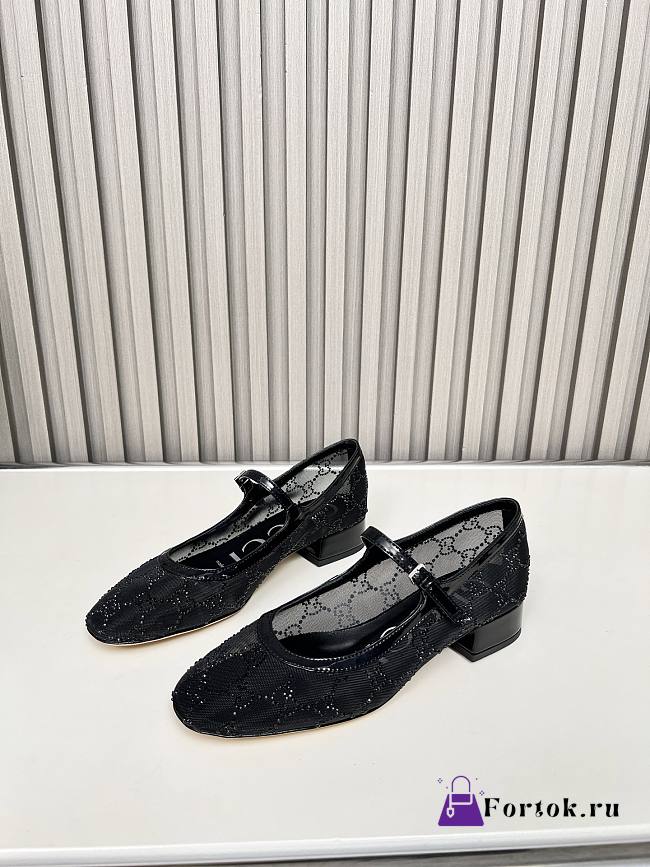 Fortok Gucci GG crystal detail ballerinas Bacl 2.5cm - 1