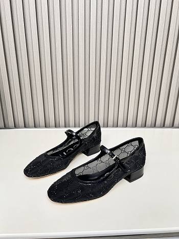 Fortok Gucci GG crystal detail ballerinas Bacl 2.5cm