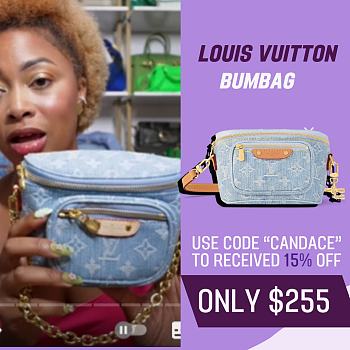 Fortok Louis Vuitton Mini Bumbag Sky Blue Monogram Denim M83353 17x12x9.5cm 