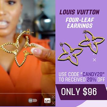 Fortok Louis Vuitton Four-leaf Clover Hollow Twist Earrings