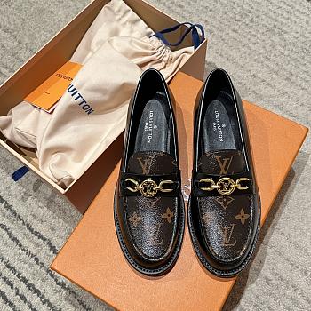 Fortok Louis Vuitton Chess Flat Loafers Black