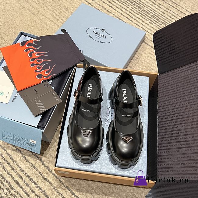 Fortok Prada Brushed leather Monolith Mary Janes Black - 1