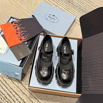 Fortok Prada Brushed leather Monolith Mary Janes Black