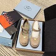 Fortok Prada Brushed Suede Monolith Mary Janes Brown - 1