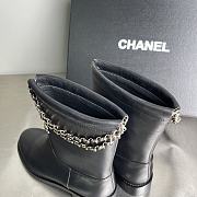 Fortok Chanel Leather Boots Chain Black  - 4