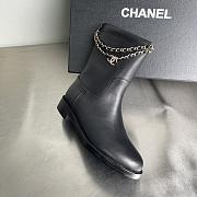 Fortok Chanel Leather Boots Chain Black  - 5