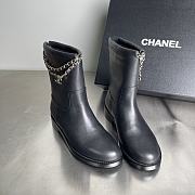 Fortok Chanel Leather Boots Chain Black  - 6