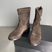 Fortok Chanel Suede Boots Chain Chocolate Brown - 1