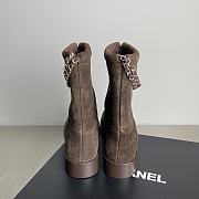 Fortok Chanel Suede Boots Chain Chocolate Brown - 3