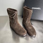 Fortok Chanel Suede Boots Chain Chocolate Brown - 4