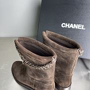 Fortok Chanel Suede Boots Chain Chocolate Brown - 2
