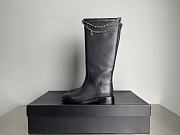 Fortok Chanel Leather Knee-High Boots Chain Black  - 5