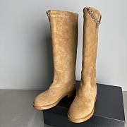 Fortok Chanel Suede Knee-High Boots Chain Brown - 1