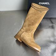 Fortok Chanel Suede Knee-High Boots Chain Brown - 6