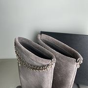 Fortok Chanel Suede Knee-High Boots Chain Grey - 4