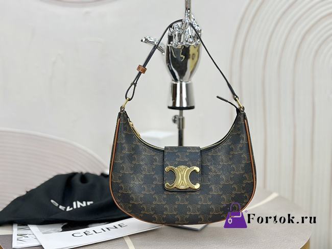 Fortok Celine Ava Bag In Triomphe Canvas And Calfskin Leather Brown 22 x 7.5 x 17cm - 1